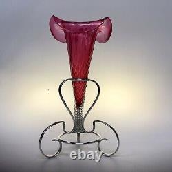 Antique Cranberry Glass Epergne Art Nouveau By Hamilton Laidlaw