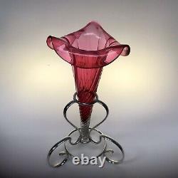 Antique Cranberry Glass Epergne Art Nouveau By Hamilton Laidlaw