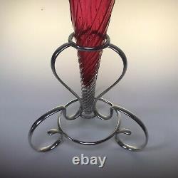 Antique Cranberry Glass Epergne Art Nouveau By Hamilton Laidlaw