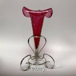 Antique Cranberry Glass Epergne Art Nouveau By Hamilton Laidlaw