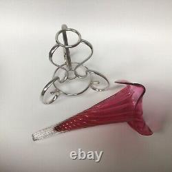 Antique Cranberry Glass Epergne Art Nouveau By Hamilton Laidlaw