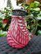 Antique Cranberry Glass Fern Syrup Pitcher