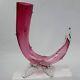 Antique Czech Bohemian blown pink art glass thorn vase Kralik or Harrech HTF