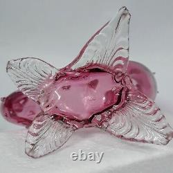 Antique Czech Bohemian blown pink art glass thorn vase Kralik or Harrech HTF