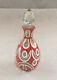Antique Double Overlay Cut Art Glass Scent Bottle Pink And White