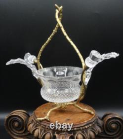 Antique English John Walsh Cut Crystal Thistle Art Glass Rose Bowl Vase Epergne