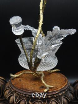 Antique English John Walsh Cut Crystal Thistle Art Glass Rose Bowl Vase Epergne