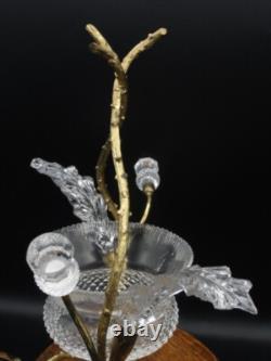 Antique English John Walsh Cut Crystal Thistle Art Glass Rose Bowl Vase Epergne