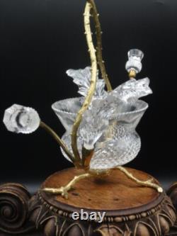 Antique English John Walsh Cut Crystal Thistle Art Glass Rose Bowl Vase Epergne