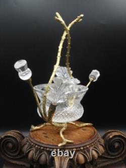Antique English John Walsh Cut Crystal Thistle Art Glass Rose Bowl Vase Epergne
