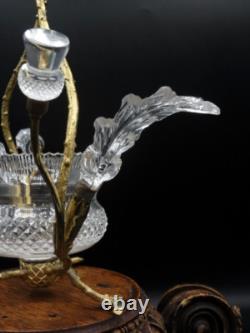 Antique English John Walsh Cut Crystal Thistle Art Glass Rose Bowl Vase Epergne