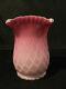 Antique English Pink Mother Of Pearl Diamond Quilted Cased Satin Glass Vase