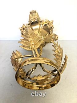 Antique English Victorian Gilded Bronze with Pink Art Glass Dish Centerpiece