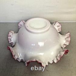 Antique English Victorian Gilded Bronze with Pink Art Glass Dish Centerpiece