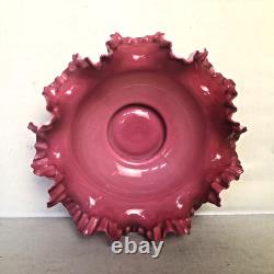 Antique English Victorian Gilded Bronze with Pink Art Glass Dish Centerpiece