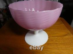 Antique Fenton Pink And White Art Glass Footed Bowl