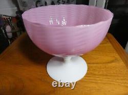 Antique Fenton Pink And White Art Glass Footed Bowl