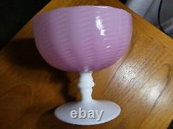 Antique Fenton Pink And White Art Glass Footed Bowl