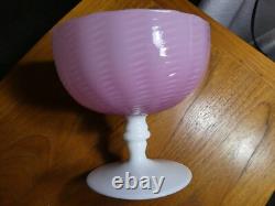 Antique Fenton Pink And White Art Glass Footed Bowl