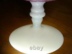 Antique Fenton Pink And White Art Glass Footed Bowl