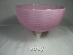 Antique Fenton Pink And White Art Glass Footed Bowl