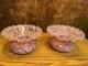 Antique Fenton Pink Murrhina Glass Vase Pair Hand Blown Art Nouveau 19th Century