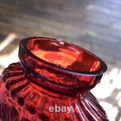 Antique Franz Welz Cranberry Rare Bohemian Art Glass Pair Of Vases 7.5 Tall