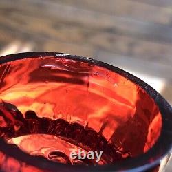 Antique Franz Welz Cranberry Rare Bohemian Art Glass Pair Of Vases 7.5 Tall