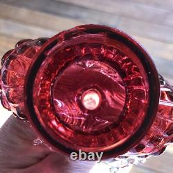 Antique Franz Welz Cranberry Rare Bohemian Art Glass Pair Of Vases 7.5 Tall