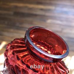Antique Franz Welz Cranberry Rare Bohemian Art Glass Pair Of Vases 7.5 Tall