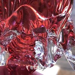 Antique Franz Welz Cranberry Rare Bohemian Art Glass Pair Of Vases 7.5 Tall