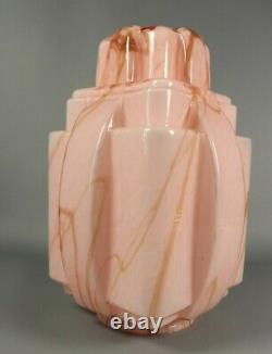 Antique French Marble Pink Skyscraper Glass Lamp Shade ART DECO 1930s
