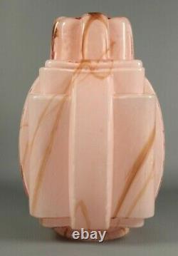 Antique French Marble Pink Skyscraper Glass Lamp Shade ART DECO 1930s