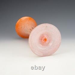 Antique Gray-Stan Scottish Glass Mottled Salmon Pink & White Glass Vase