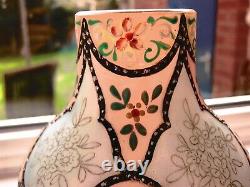 Antique Harrach (Bohemia) opaline glass vase. Moroccan ware pattern