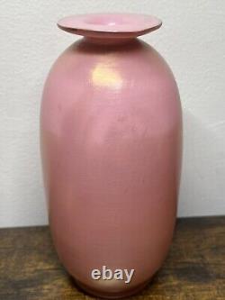 Antique KRALIK Pink Glatt Silberiris Iridescent Bohemian Cased Art Glass Vase
