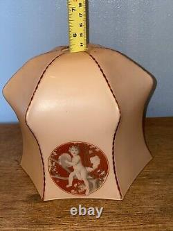 Antique Lamp Pink Glass Shade With Cherubs