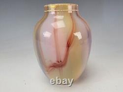 Antique Loetz Lotz Onyx Art Glass Vase PINK LINED