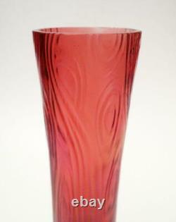 Antique Loetz Pink Rosa Iridescent Art Glass Vase Bark Texture Czech Nouveau