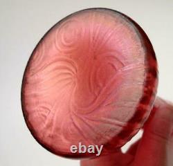 Antique Loetz Pink Rosa Iridescent Art Glass Vase Bark Texture Czech Nouveau