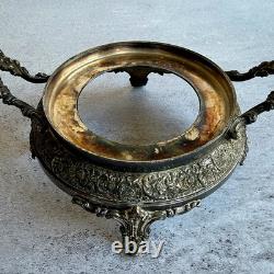 Antique Meriden Silver Plate Co #1134 Victorian Bride's Basket Pink Art Glass