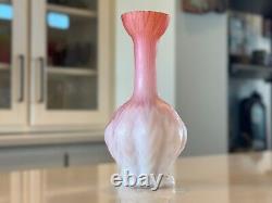 Antique Mount Washington Victorian Pink Satin Cased Art Glass Bud Vase