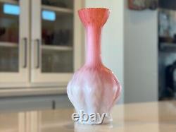 Antique Mount Washington Victorian Pink Satin Cased Art Glass Bud Vase