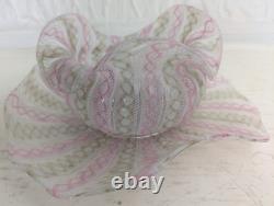 Antique Murano Pink and White Latticino Bowl and Plate