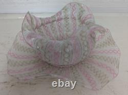 Antique Murano Pink and White Latticino Bowl and Plate