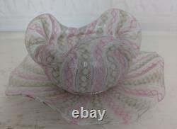 Antique Murano Pink and White Latticino Bowl and Plate