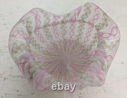 Antique Murano Pink and White Latticino Bowl and Plate