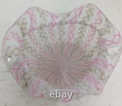 Antique Murano Pink and White Latticino Bowl and Plate