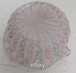 Antique Murano Pink and White Latticino Bowl and Plate