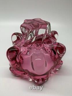 Antique Murano pink floral vase-1960's